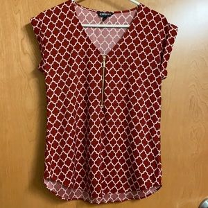 Express red patterned blouse